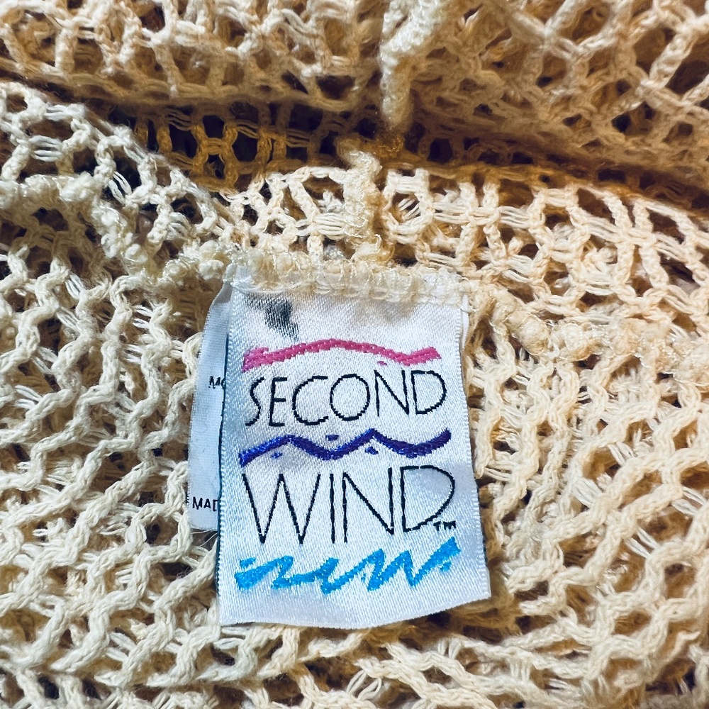SECOND WIND Hoodie Top Pale Orange Size XL 16 - 18 Open Crochet Vintage - Picture 3 of 4